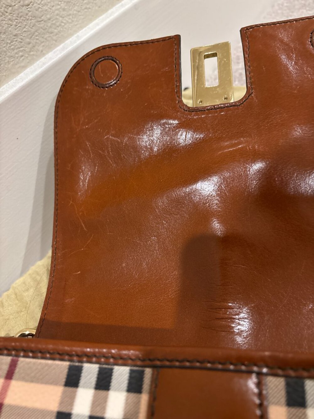 Burberry Haymarket Check Multicolor Top Handle Crossbody Bag - Picture 13 of 16